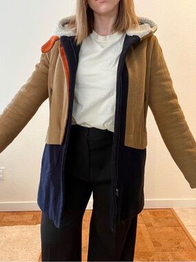 Members Only Sherpa-Lined Jacket in Navy and Cream
